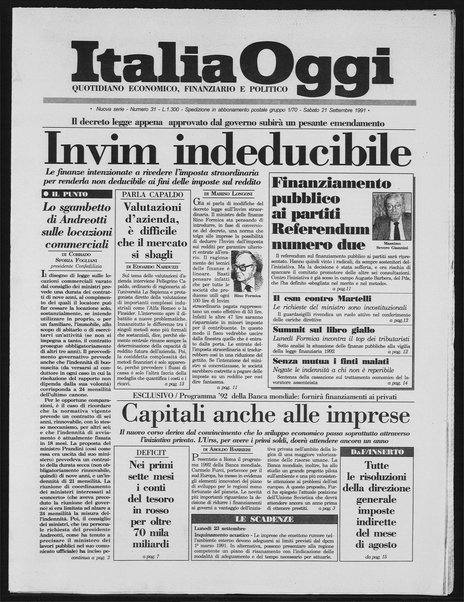 Italia oggi : quotidiano di economia finanza e politica